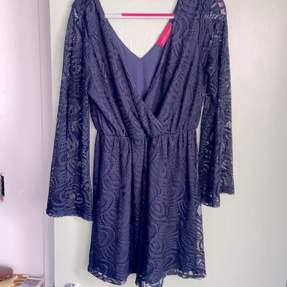 Navy mini dress with lace